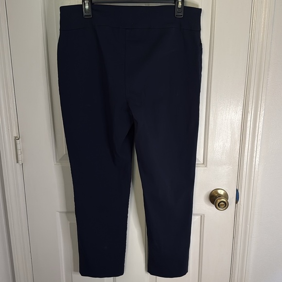 Attyre Slip on Stretch Ankle Cropped Pants, Navy Versatile Office, Casual, Party - Picture 3 of 8